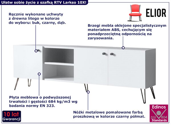 Biała szafka pod telewizor na nóżkach F2-S63