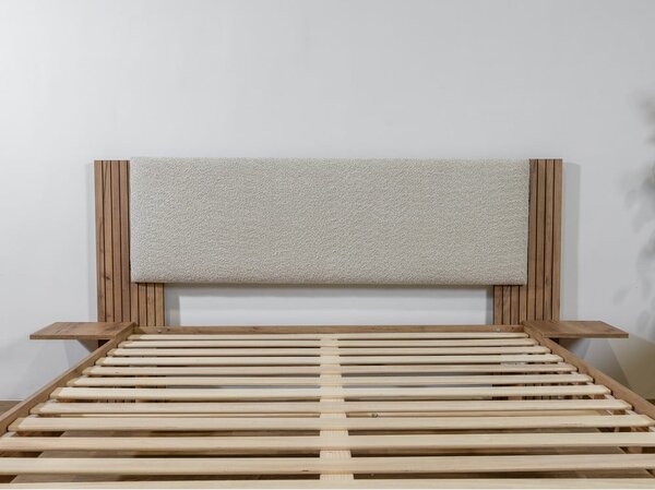 Beżowe łóżko dwuosobowe ze stelażem 140x190 cm Lior – Bobochic Paris