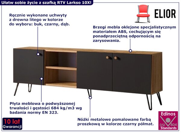 Nowoczesna szafka RTV dąb craft + czarny R9-K79