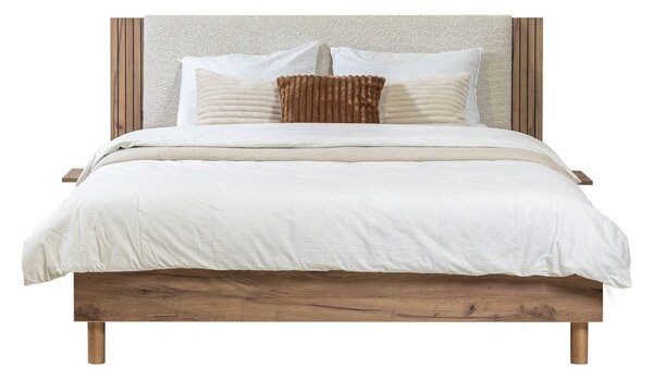 Beżowe łóżko dwuosobowe ze stelażem 140x190 cm Lior – Bobochic Paris