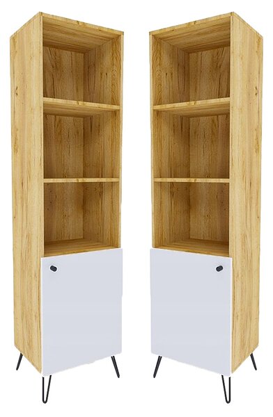 Witryna na metalowych nóżkach loft dąb craft + biały P2-W72