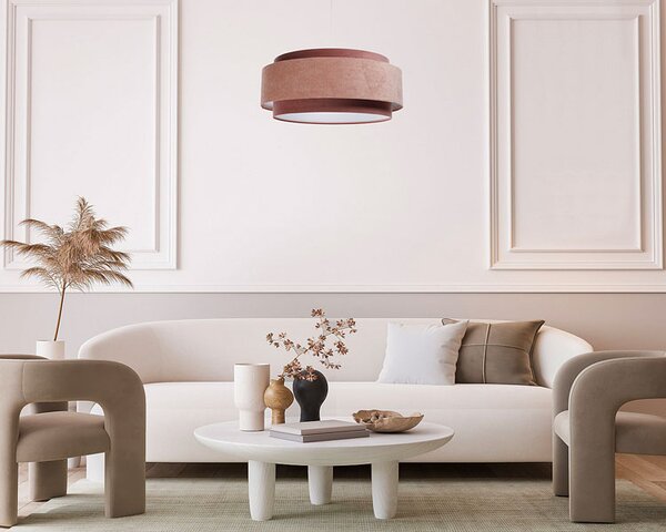 Różowa lampa wisząca z podwójnym abażurem - 5X A353 M5-T62