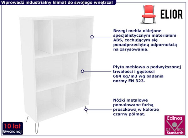 Biały regał na nóżkach w stylu loft H4-M72