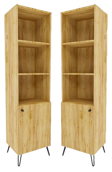 Witryna na metalowych nogach w stylu loft dąb craft B3-T37