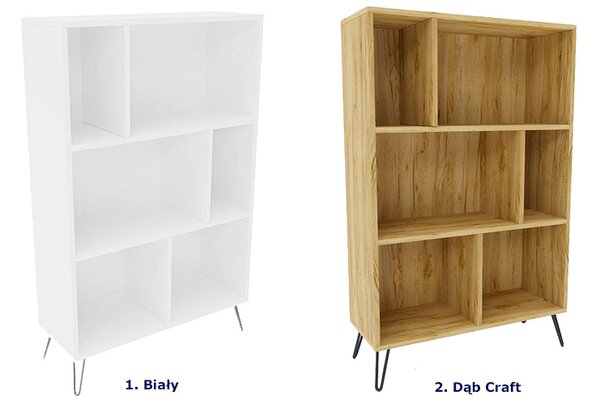 Biały regał na nóżkach w stylu loft H4-M72