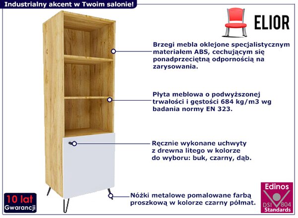 Witryna na metalowych nóżkach loft dąb craft + biały P2-W72