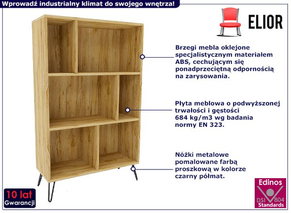 Industrialny regał na nóżkach dąb craft W6-T53