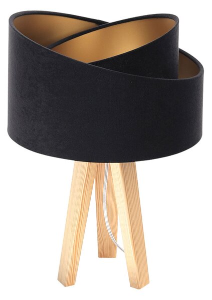 Czarna welurowa lampa stołowa z abażurem - A354-Emia