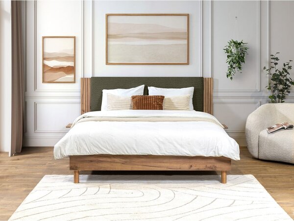 Zielone łóżko dwuosobowe ze stelażem 140x190 cm Lior – Bobochic Paris