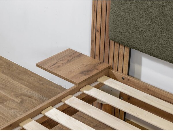 Zielone łóżko dwuosobowe ze stelażem 140x190 cm Lior – Bobochic Paris