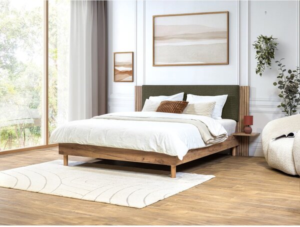 Zielone łóżko dwuosobowe ze stelażem 140x190 cm Lior – Bobochic Paris