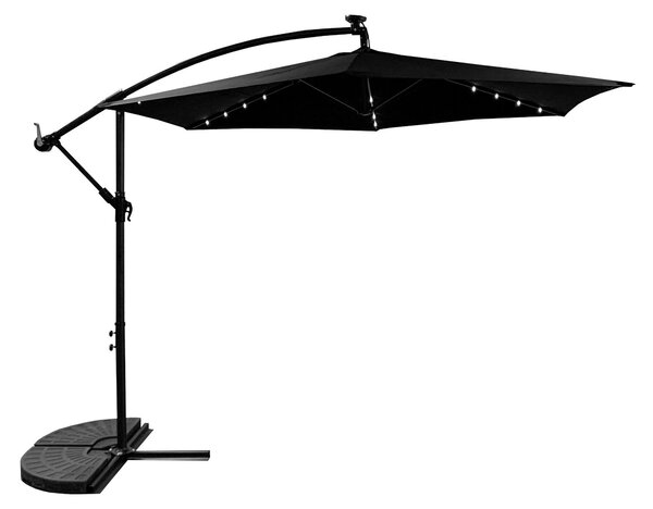 Aga Parasol ogrodowy składany z regulacją i oświetleniem LED 300 cm 3 m czarny