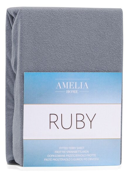 Szare prześcieradło frotte z gumką 180x200 cm Ruby – Restilo