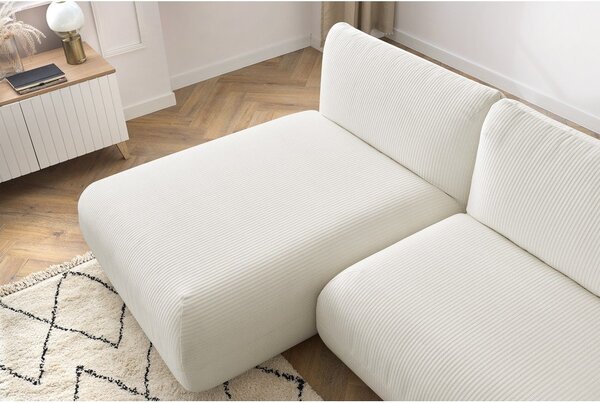 Biały sztruksowy narożnik (lewostronny) Lecomte – Bobochic Paris