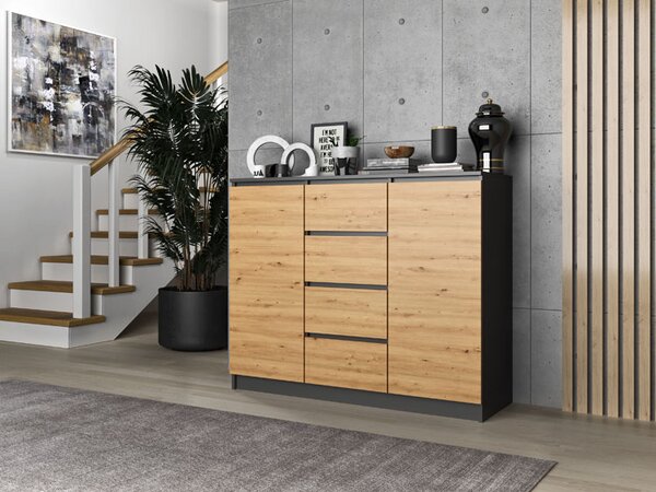 Komoda w stylu loft antracyt + dąb artisan D8-T65