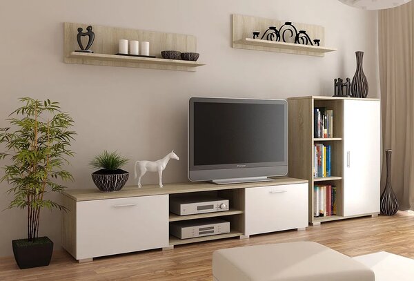 Komplet mebli RTV biały + dąb sonoma M3-B82