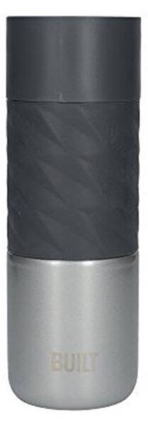 BUILT Hydration Stainless Steel Press Flask - Stalowy kubek termiczny 450 ml (Black/Steel)