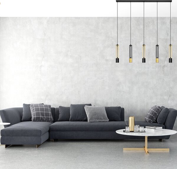 Nowoczesna lampa BARS W-L 1115/5 BK+GO MIX