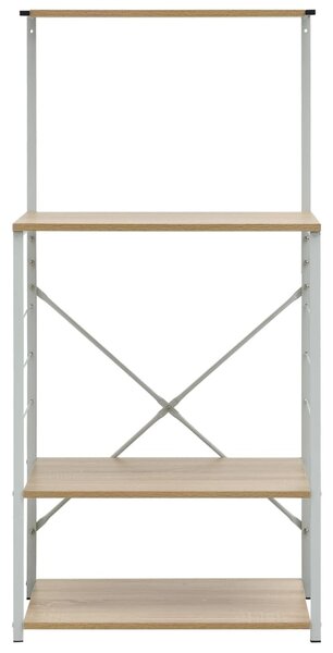 Szafka na mikrofalówkę, biało-dębowa, 60x39,6x123 cm