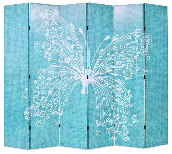 Niebieski parawan wewnętrzny z motylem - Wibi 3X 228 x 170 cm