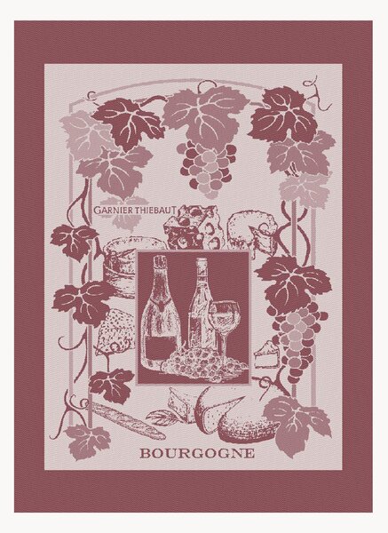 Komplet ręczników kuchennych z tkaniny żakardowej La Bourgogne Bordeaux, 4 elem