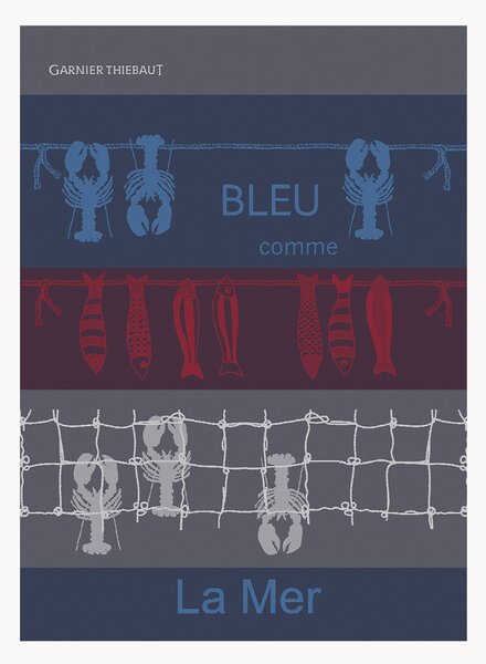 Komplet ręczników kuchennych z tkaniny żakardowej Bleu Comme La Mer Tricolore, 4 elem