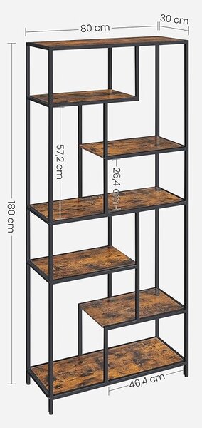 Designowy regał TAYLOR 180x80 cm, rustykalny brązowy