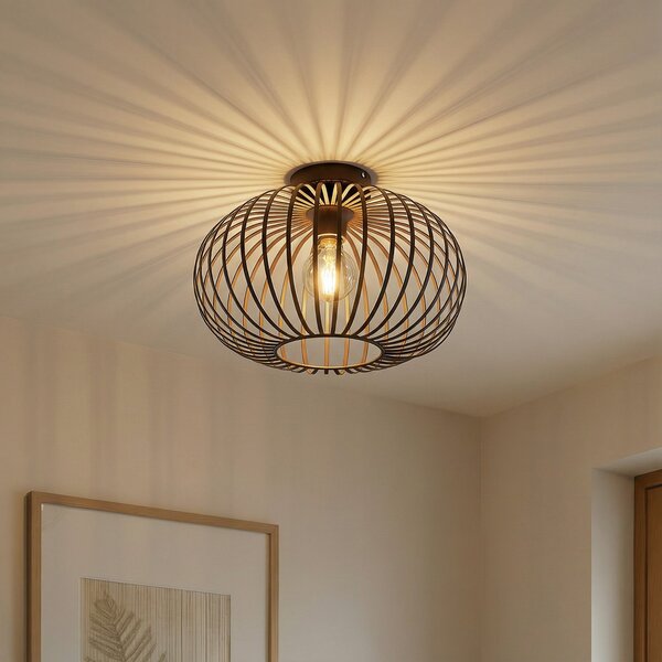 Lampa Sufitowa Lindby, Nahele, ściemnialny, brąz rdzawy, salon, metal, vintage