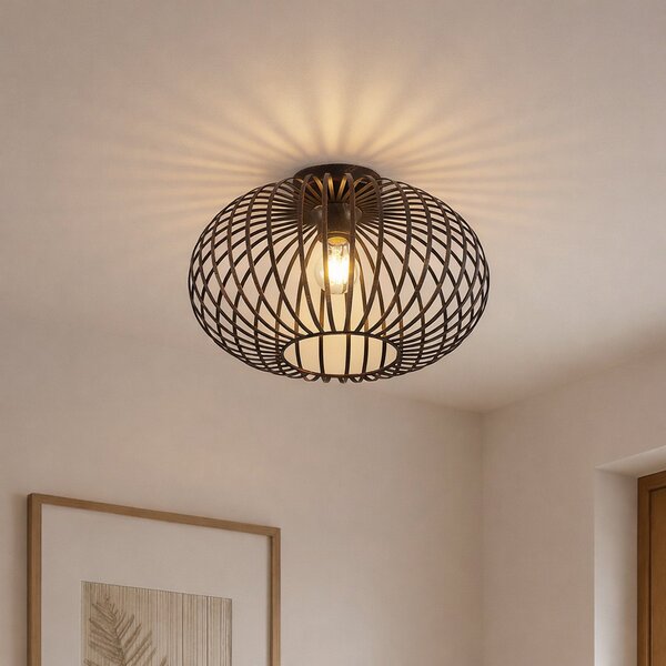 Lampa Sufitowa Lindby, Rosalea, ściemnialny, czarny, salon, metal, nowoczesny