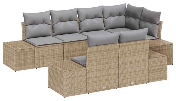 Zestaw Mebli Ogrodowych Komplet Wypoczynkowy Z Poduszkami 7-Częściowy Rattan Na Taras Balkon Ogród