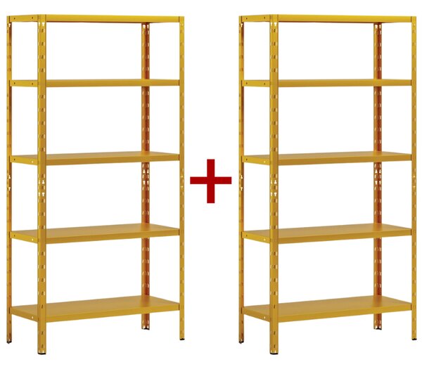 Regał półkowy 1+1 GRATIS, 1800x900x400 mmmm, 5 półek, nośność półki 70 kg, żółty