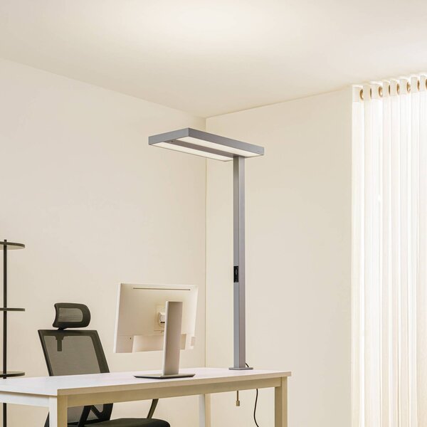 Lampka z klipsem Logan Arcchio, możliwość ściemniania, aluminiowy / szary / cynkowy, biuro, aluminium, nowoczesny
