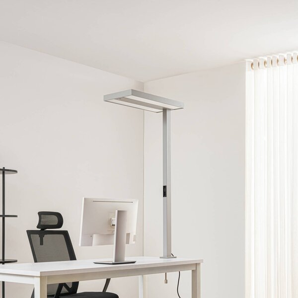 Lampka z klipsem Logan Arcchio, możliwość ściemniania, aluminiowy / szary / cynkowy, biuro, aluminium, nowoczesny