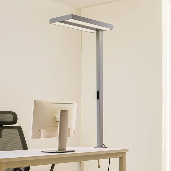 Lampka z klipsem Logan Arcchio, możliwość ściemniania, aluminiowy / szary / cynkowy, biuro, aluminium, nowoczesny