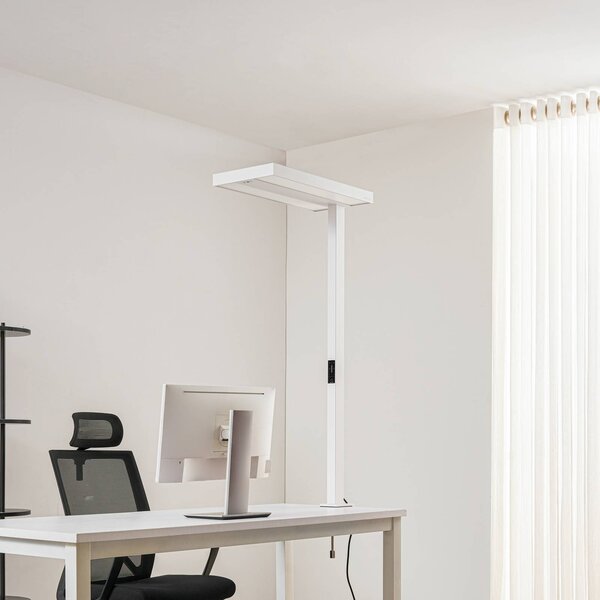 Lampka z klipsem Logan Arcchio, możliwość ściemniania, biały / opal, biuro, aluminium, nowoczesny