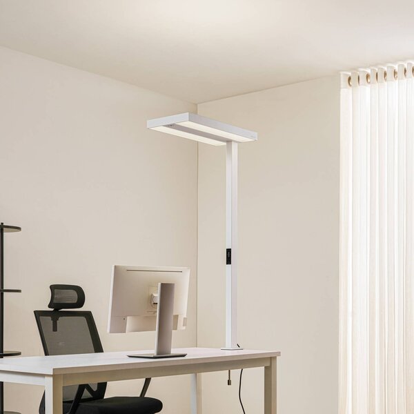Lampka z klipsem Logan Arcchio, możliwość ściemniania, biały / opal, biuro, aluminium, nowoczesny