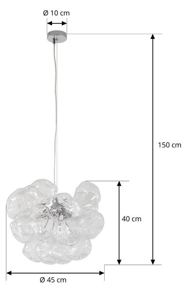 Lampa wisząca szklana Diborah Lucande, możliwość ściemniania, przezroczysty / transparentny, salon / jadalnia, szkło, design