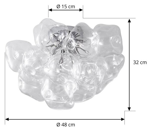 Lampa sufitowa Diborah Lucande, możliwość ściemniania, przezroczysty / transparentny, salon / jadalnia, szkło, design