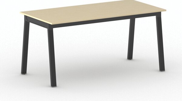 Stół konferencyjny do biura PRIMO BASIC, 160x80 cm, czarna podstawa, brzoza