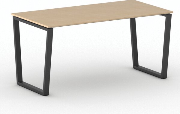 Biurko PRIMO IMPRESS, 160x80 cm, czarna podstawa, buk