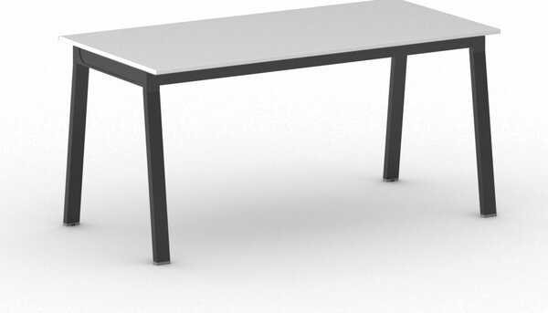 Stół konferencyjny do biura PRIMO BASIC, 160x80 cm, czarna podstawa, biały