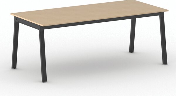 Stół konferencyjny do biura PRIMO BASIC, 200x90 cm, czarna podstawa, buk