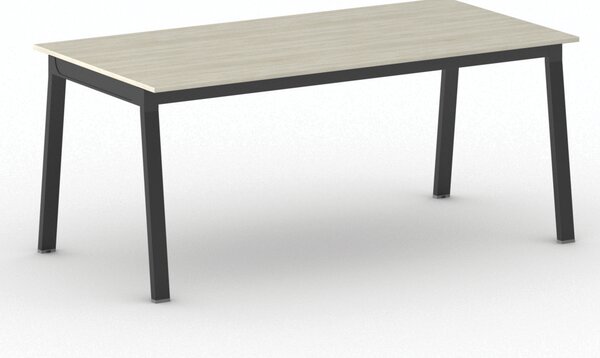 Stół konferencyjny do biura PRIMO BASIC, 180x90 cm, czarna podstawa, dąb naturalny