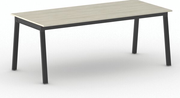 Stół konferencyjny do biura PRIMO BASIC, 200x90 cm, czarna podstawa, dąb naturalny