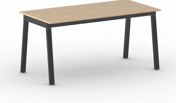 Stół konferencyjny do biura PRIMO BASIC, 160x80 cm, czarna podstawa, buk