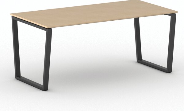 Biurko PRIMO IMPRESS, 180x90 cm, czarna podstawa, buk