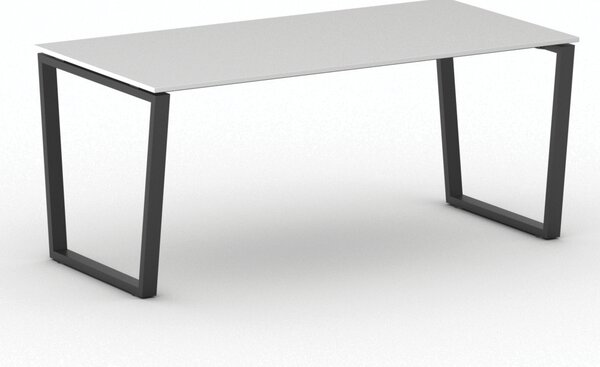 Biurko PRIMO IMPRESS, 180x90 cm, czarna podstawa, biały