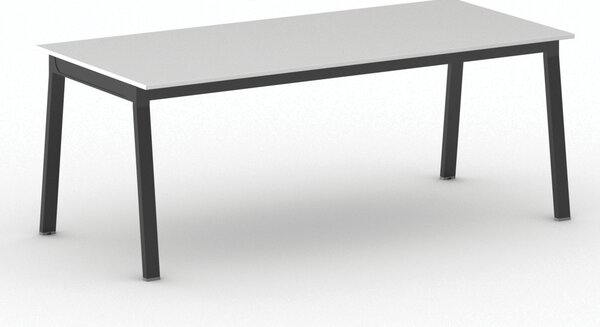 Stół konferencyjny do biura PRIMO BASIC, 200x90 cm, czarna podstawa, biały