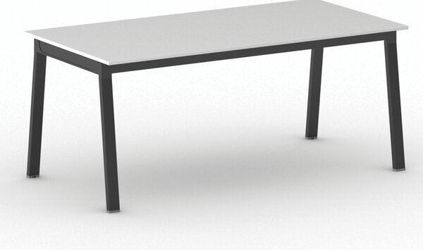 Stół konferencyjny do biura PRIMO BASIC, 180x90 cm, czarna podstawa, biały
