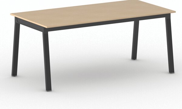 Stół konferencyjny do biura PRIMO BASIC, 180x90 cm, czarna podstawa, buk